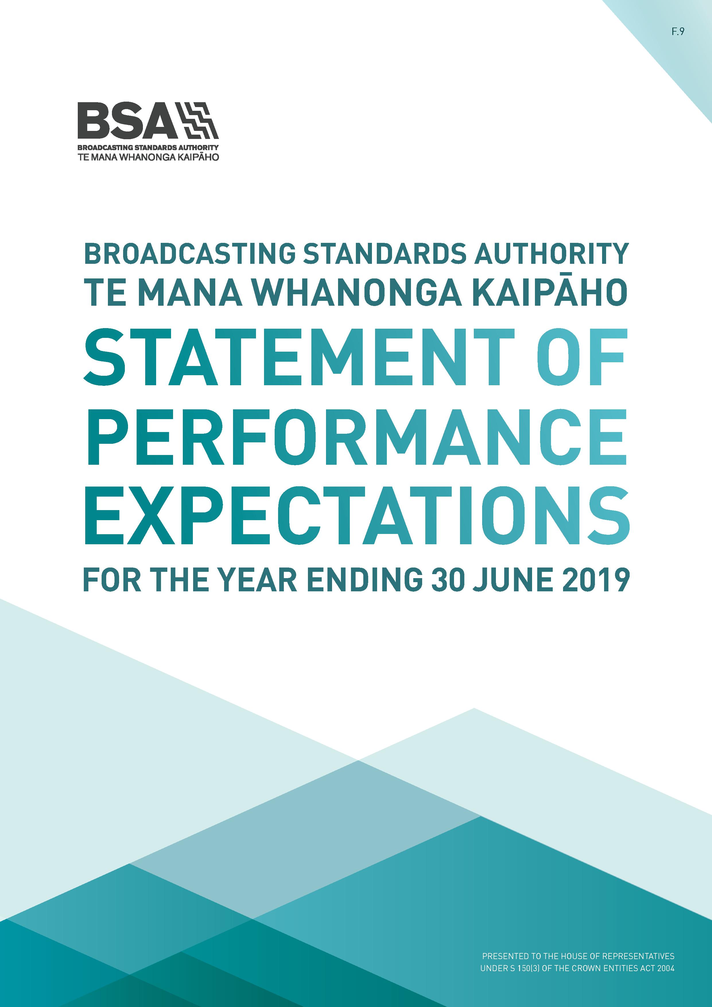 BSA Statement of Performance Expectations year ending 30 June 2019 1